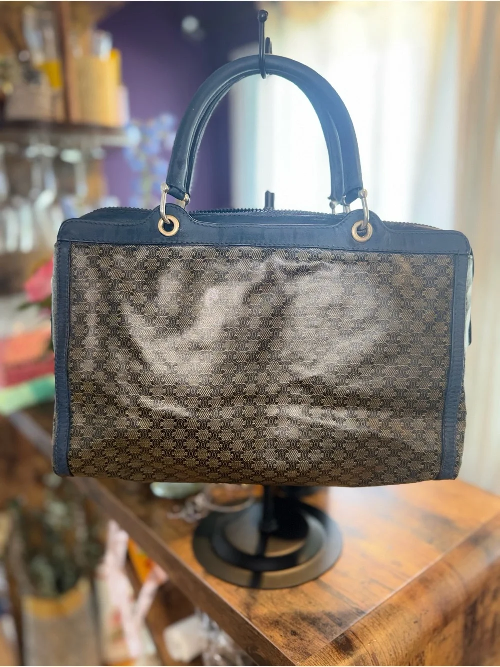 Celine Navy Macadam Handbag / Rare / Vintage EUC!